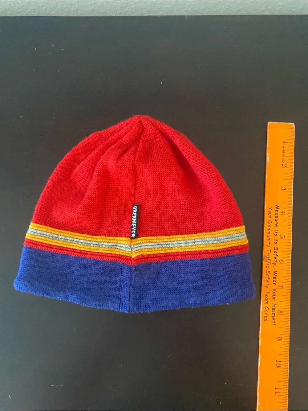 Obermeyer Red, Blue & Yellow Stripe Knit Kids Beanie